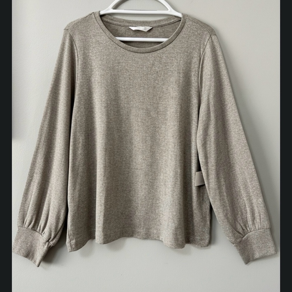 LC Lauren Conrad Shimmery Metallic Balloon Sleeve Top - XXL - Champagne/Gold